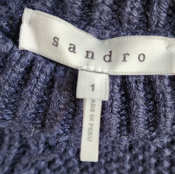 Sandro Navy Chunky Crewneck Sweater - Picture 5 of 11